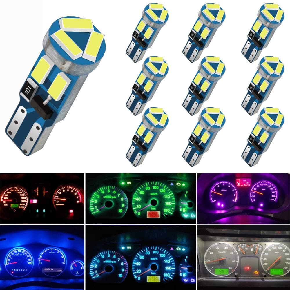 10X T5 LED Bulbs Wedge 74 70 37 17 2721 PC74 PC37 LED Lamps for Car Interior Gauge Cluster Dashboard Instrument Panel Indicators Ice Blue