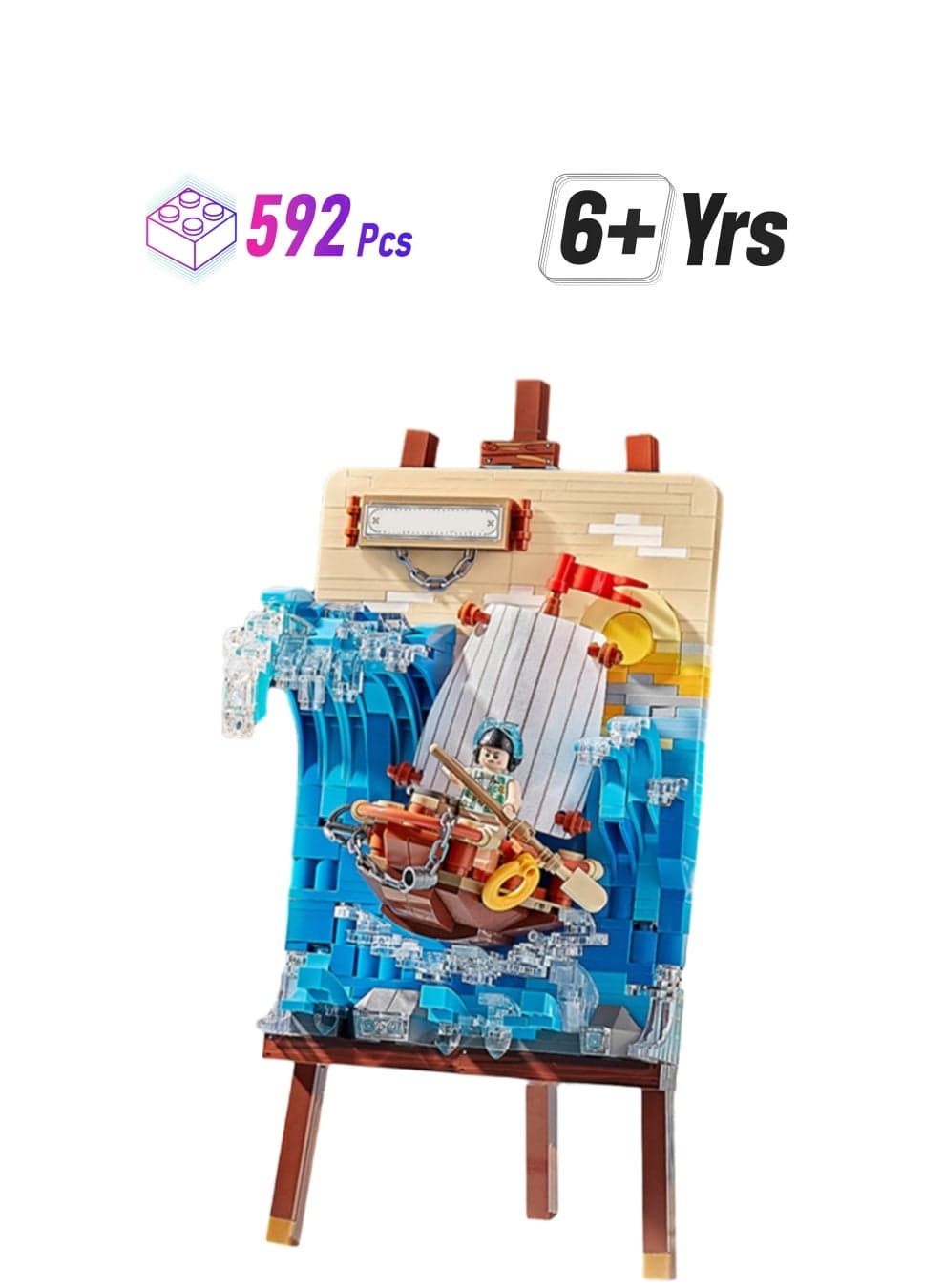 592pcs Sailboat 3d Painting Model Set Building Blocks Creative Diy Simulation Collection Building Assembling Toys Children Adult Home Decoration