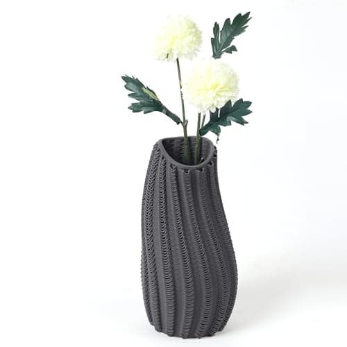 Habere India-All The Cultures Fabricating India Flower Pot for Living Room | Vases for Home | Vase for Living Room | Home Decor Items | Table Decor | Ceramic Flower Vase (Black, L9.5xW10.5xH21.5 cm)