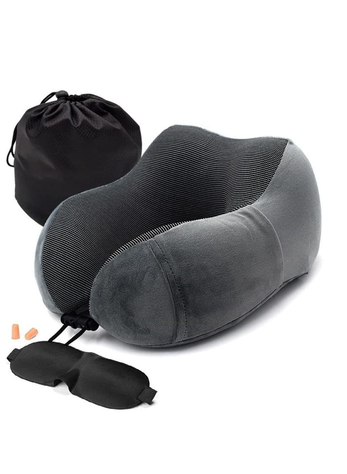 Travel Pillow Memory Foam Neck Pillow, Comfortable & Breathable Cover U Shape Head Pillow with Portable Storage Bag Sleep Mask and Earplugs for Airplane Car Train Bus and Home Use