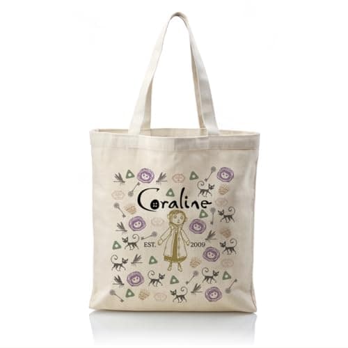 WDSXWH Canvas Tote Bag, Tote Bag for Women, Coraline Gift, Reusable Grocery Bags, Cartoon Lover Gift, Movie Inspired Gifts