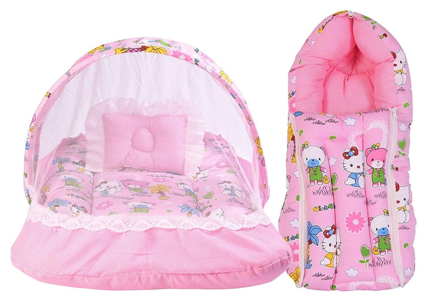 Kwitchy Baby Bed New Born Baby Bedding Set | Mattress | Mosquito Net | Carry | Cotton | Infants Beds | Products All | Gift Combo | Essentials (0-6 Months)