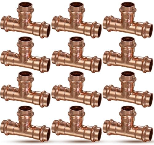 Copper Press Fittings Tee 34 inch Copper Coupling12PK Press Fit Tee for Copper TubeZero Lead Coppers Tees Fittings with 34 PxPxPOuter Diameter 78Use with Hydraulic Press Fitting Tool
