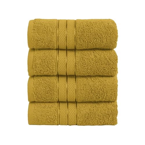 Elegant Comfort Three Line Popcorn Towel Set for Bathroom 16 x 28 inches, Premium Hotel Quality 4-Pack Hand Towels, 100% Turkish Cotton, Soft and Durable, Quick Dry and Highly Absorbent, Amber Gold