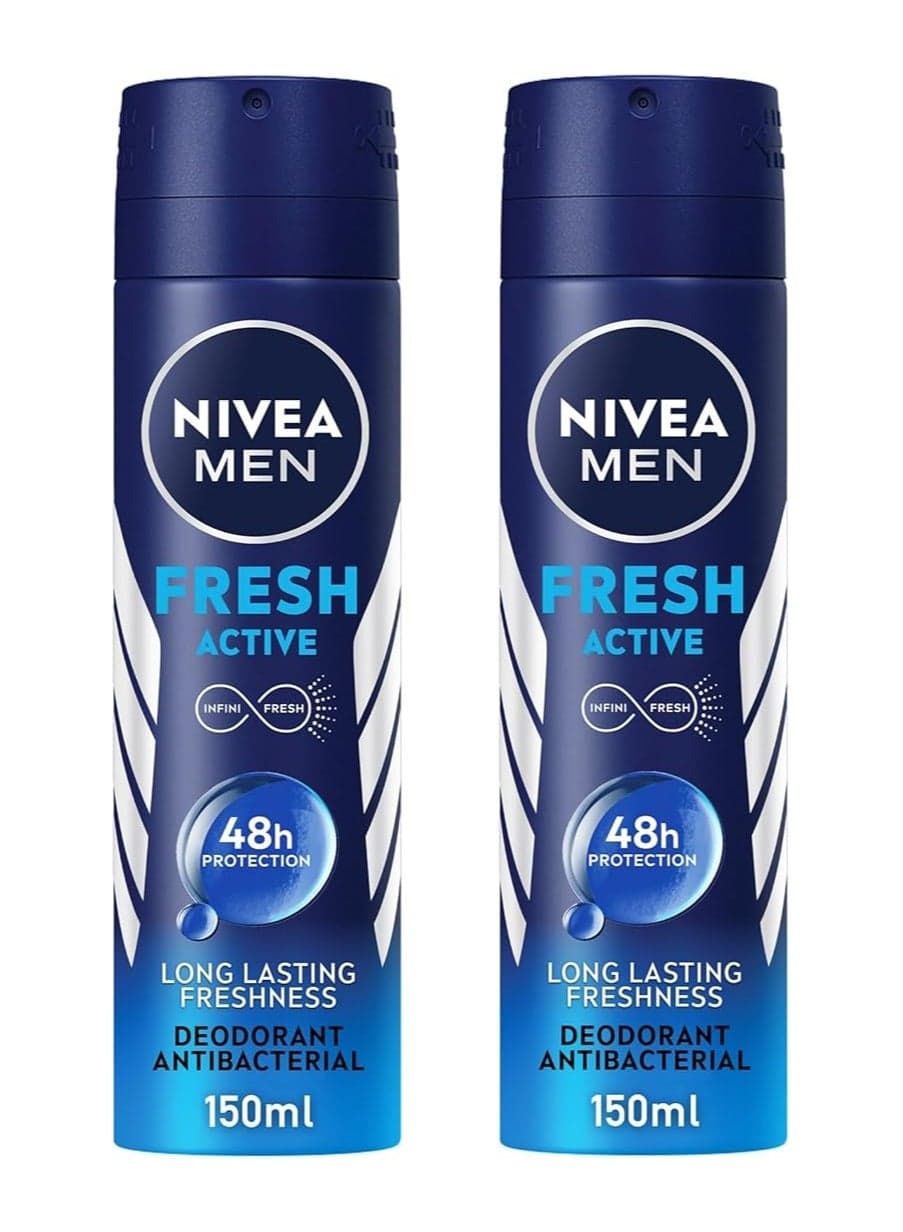 Nivea Men Fresh Active Antiperspirant For Men 150ml pack of 2