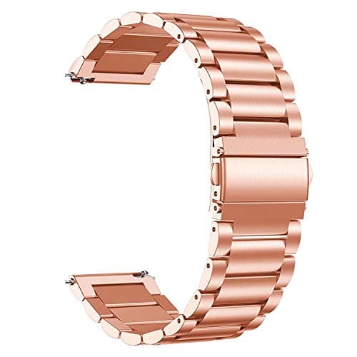 ACM Watch Strap Stainless Steel Metal 20mm compatible with Noise Noisefit Diva 2 (NOT SUITABLE FOR DIVA 1 ONLY FOR DIVA 2 20MM MODEL,CHECK STRAP SIZE OF YOUR DIVA 2) Smartwatch Belt Luxury Band Rose Gold