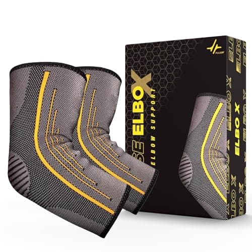 PulseITElboX Elbow Support for Joint Stability and Pain Relief | Breathable, Lightweight Design for Sports, Arthritis, Workouts, and Exercise | Promotes Easy, Comfortable Elbow Movement (1-Pair) (L)