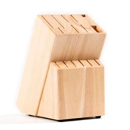 Coninx Rubber Wood Kitchen Knife Block, 15 Slots Holder, Professional Quality Organizer, Secure Stand, Keep Knives Neat & Sharp, Solution for full Drawers, Display Stand for Storage