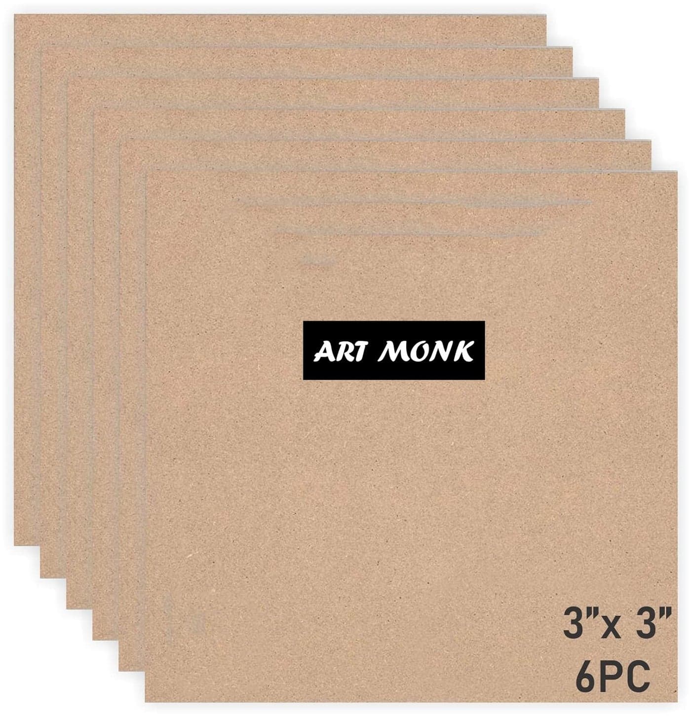 Art Monk MDF Boards for Art and Craft Wood MDF Sheets for Craft Work DIY MDF Cutouts 3X3 Inch 6 Pcs