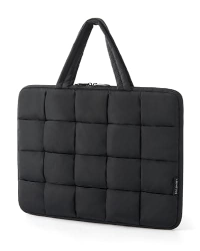 BAGSMART 15.6 Inch Laptop Case, Lightweight Puffy Laptop Sleeve with Handle, Compatible with MacBook Air Pro 15 16 Inch M4 M3 M2 M1, Laptop Bag for Women Fitted with Dell,HP, Black