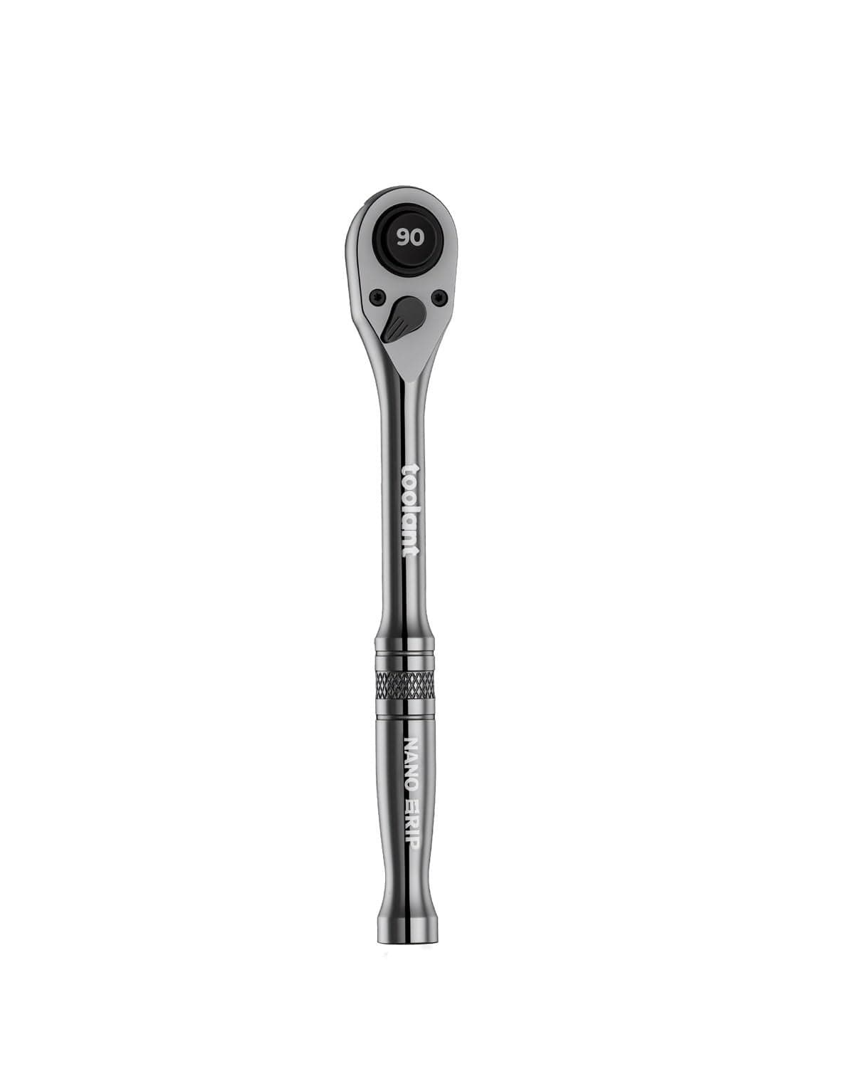 toolant 3/8" Drive Ratchet, 90-Tooth Compact Ratchet Wrench, 4°Swing, Black Titanium Finish With Reversible Quick Release, 7" Length