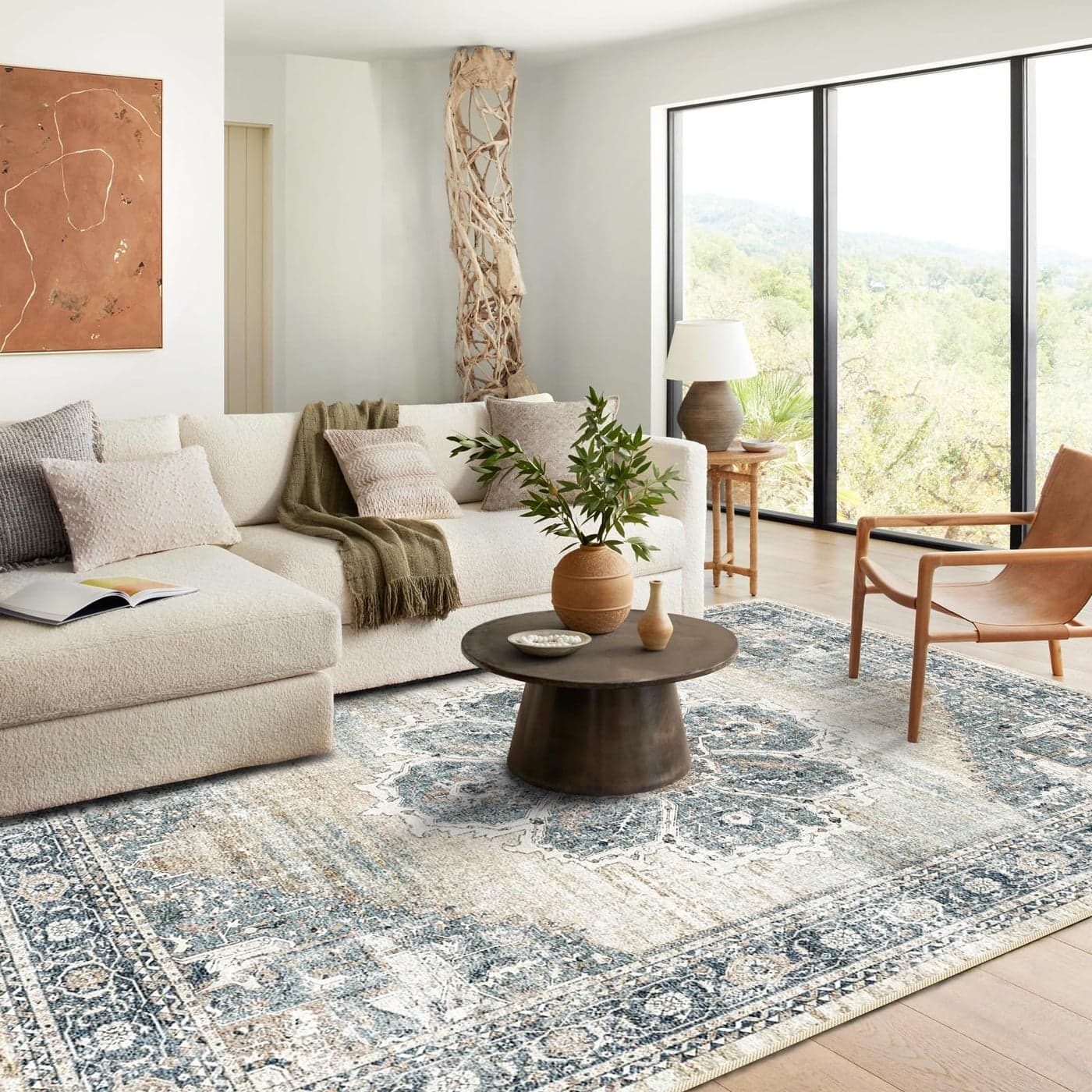 YOUFORTONG Area Rugs 8x10 Washable NonSlip Rug Stain Resistant Rugs for Living Room Dining Room Bedroom LowPile and Ultra Soft Area Rug Blue 8x10