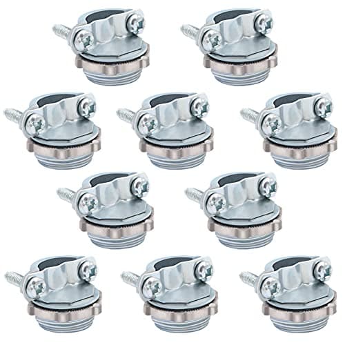Fuzbaxy 10pcs 34Inch Clamp Type Cable Connectors for Metallic Conduit Protect Cables Silver