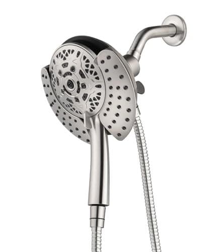 INAVAMZ Shower Heads with Handheld Spray Combo: 7.2" Rainfall Shower Head & Handheld Shower Head 2-IN-1 Shower Head with 60" Rotatable Stainless Steel Hose Nickel, Shower Trim Systems