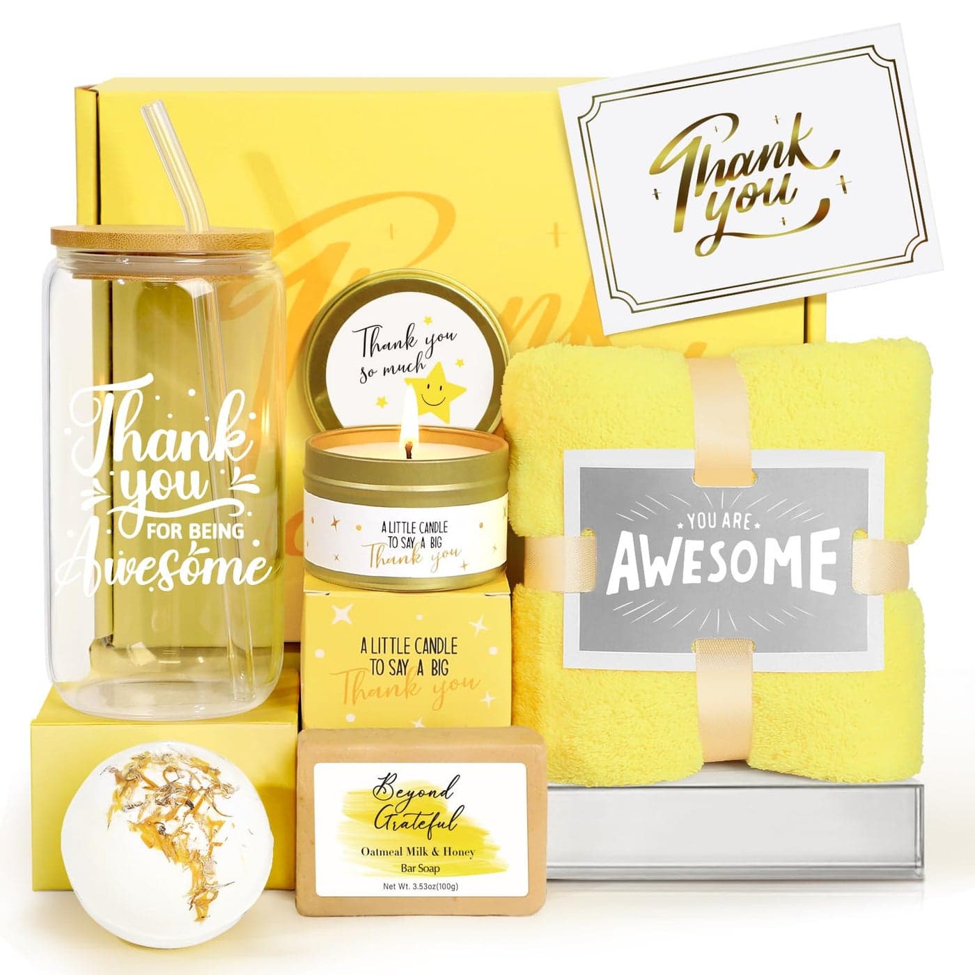 iAOVUEBY Employees Appreciation Gifts Thank You Gift Baskets for Women Best Friend Appreciation Gift for Coworkers Teachers with Thank You for Being Awesome Glass