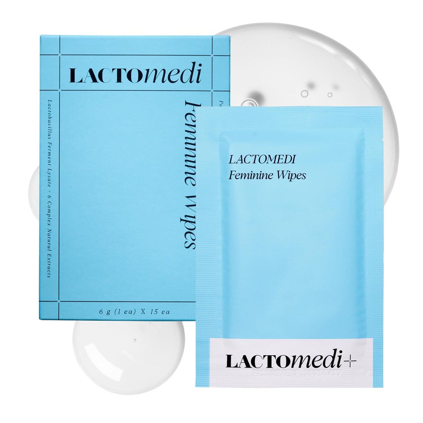 LACTOMEDI Feminine Wipes Unscented Individually Wrapped pHBalanced Feminine Wipes Flushable Wipes for Sensitive Skin 1Box x 15pcs
