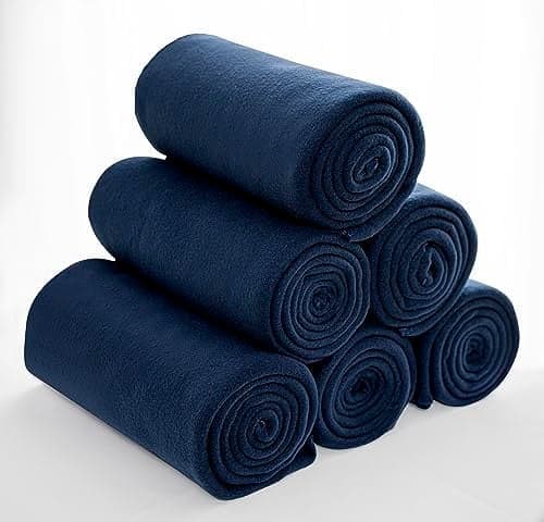 Special SG Glory Fleece Throw Blankets Bulk Fleece Blankets Solid Wholesale Lightweight Warm Soft for Pet Bed Sofa Couch Office Wedding Gifts Travel Seasons Navy Pack of 650x60 Inches