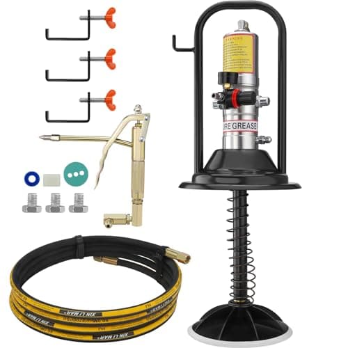 VEVOR Grease Pump, Air Operated Grease Pump with 13 ft High Pressure Hose and Grease Gun, Pneumatic Grease Pump with Barrel Cap, Portable Lubrication Grease Pump 360° Gun Head