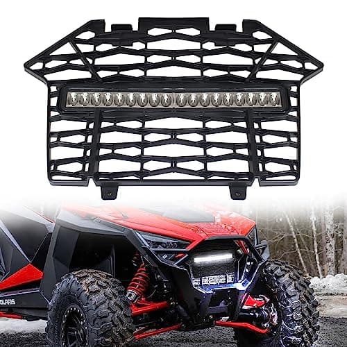 KAKABAS Front Mesh Grill Light With LED Light Bar for PRO XP,RZR PRO XP,UTV Waterproof Mesh Grille Insert Guard Compatible With Polaris 2020-2023 RZR PRO XP XP4/ RZR PRO R/RZR Turbo R Accessories