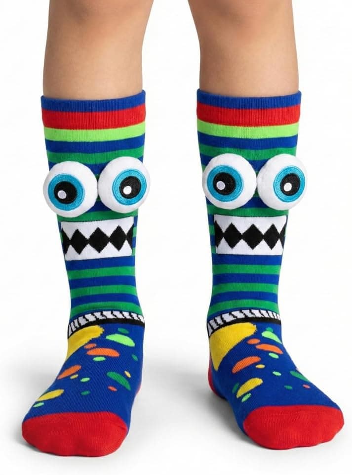 Funky 3D High Socks for Kids & Teens - Colorful Monster Knee-High Socks