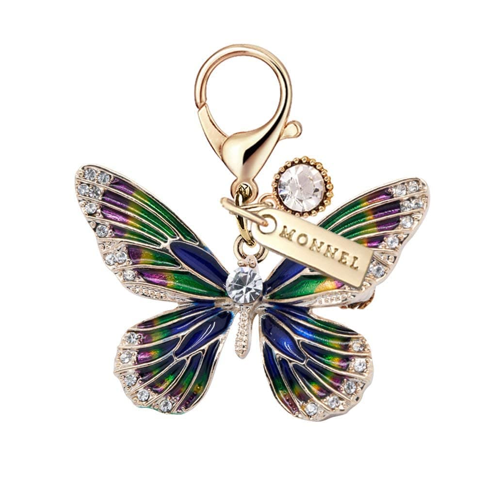 MONNEL MC163 Gorgeous Crystal Big Butterfly Lobster Clasp Charm Pendant with Velvet Bag 1 piece