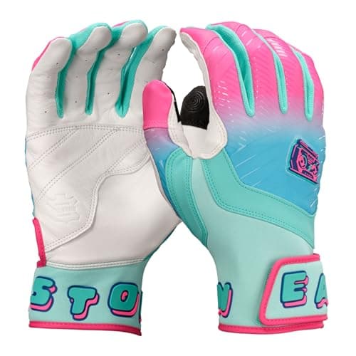 Easton | Walk-Off Ethos Baseball Batting Gloves | Spring Break Edition – Aqua/Pink | Youth Large