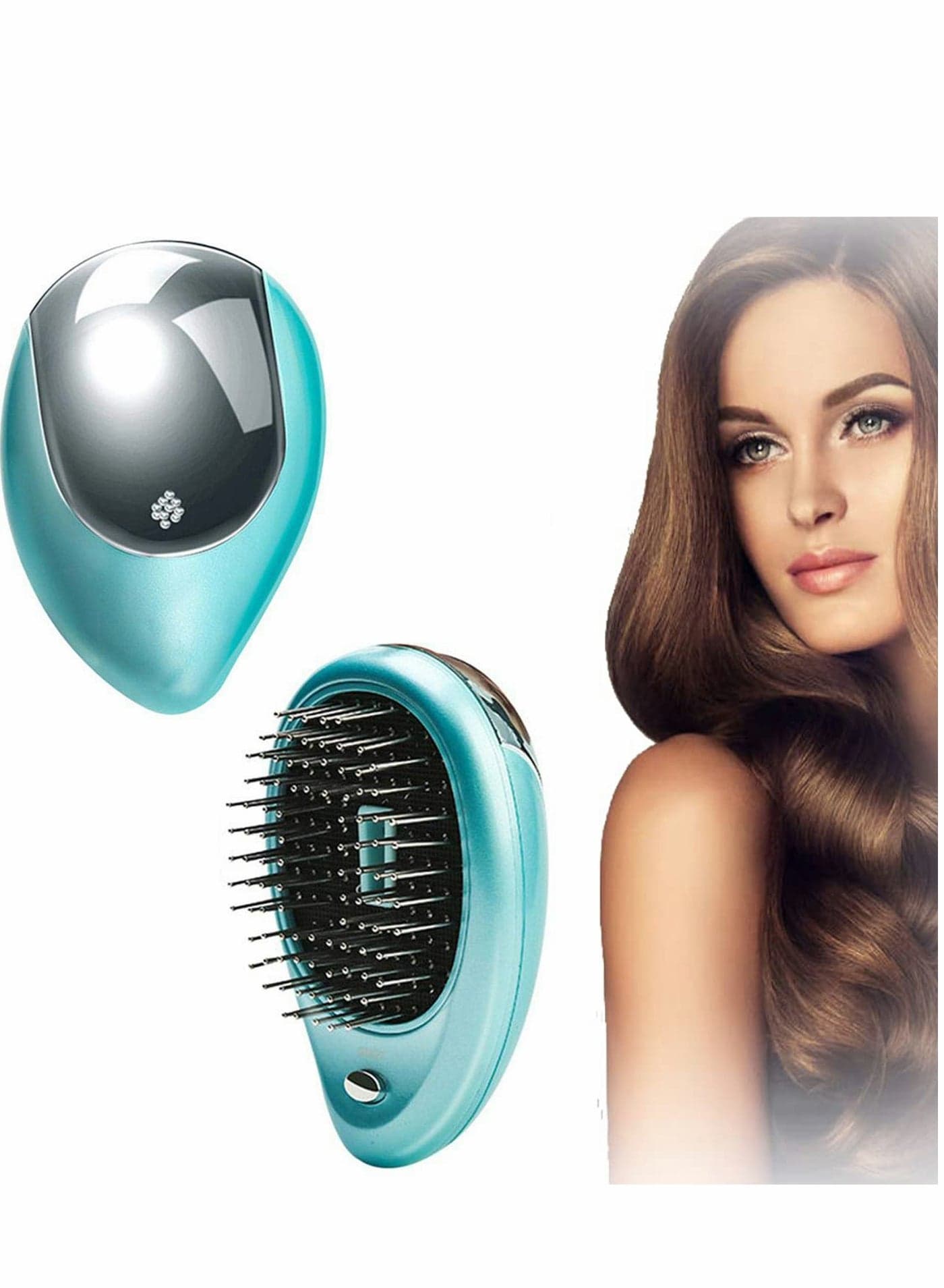 Ionic Hair Brush, Electric Portable Negative Ion Hair Brush Massage Comb, Professional Wet Brush Comb Detangling Hair Comb Vibration Massage Hair Comb For All Hair Types, Green