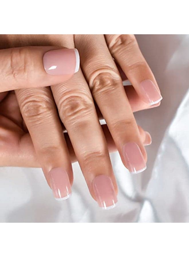 EchiQ Predesigned Press On Nails Daily Square Short Nude Pink Tiny White Stroke French Manicure Full Cover False Nail Art Tips Salon Manicure Set Nails for every occasion