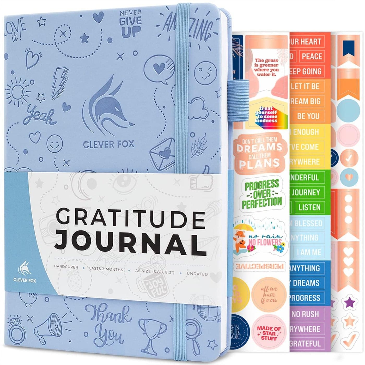 Clever Fox Gratitude Journal Happiness Positivity Affirmation Daily Journal Inspirational Daily Notebook 3 Months A5 Periwinkle