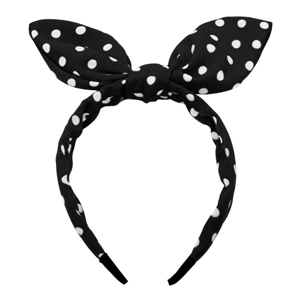 Huachi Bow Headbands for Women Halloween 1950s Black Polka Dot Hairbands Cute Bunny Ears Head Bands for Womens Hair Accessories Turban Headwear Headpiece