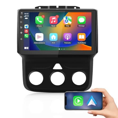 Votheon Car Radio Upgrade for Dodge Ram 1500 2500 3500 2013 2014 2015 2016 2017 2018,Android 13 2GB+32GB Head Unit for Ram,9“ Touch Screen CarPlay/Android Auto GPS WiFi,SWC,FM, AM(Only fit Manual AC)