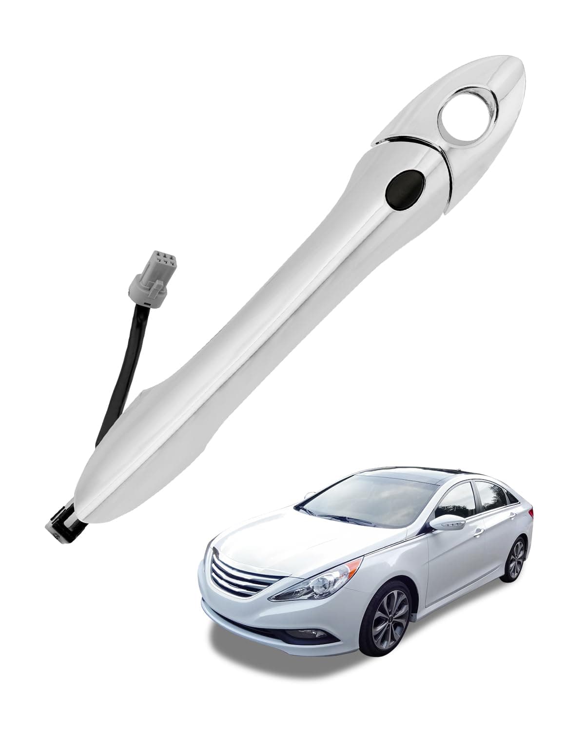 Driver Door Handle, Compatible with 2011-2015 Hyundai Sonata, with Sensor and Smart Keyless Entry System, Front Exterior Left Side Outside handle | OE# 82651-3S210, 82652-3S010, Outer door handle part