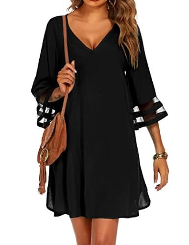 Ekouaer Women Summer Beach Coverups Lightweight Plus Size Swimsuit Coverup Knee Length Pool Cover Ups Black XXXL
