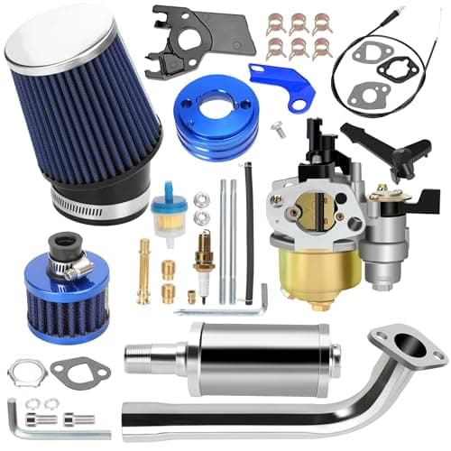 YOXUFA 212cc Carburetor Exhaust Pipe Muffler Stage 2 Kit Replacement for Predator 212cc 224 196cc 200cc GX200 Engine Coleman CT200U BT200X Baja MB200 Hammerhead 80T Mini Bike Go Kart Parts