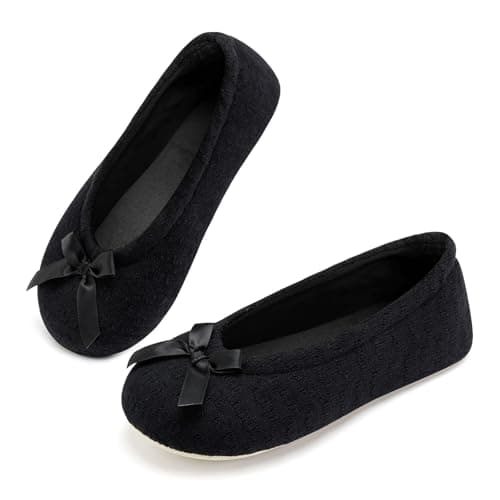 ANLUKE Women's Ballerina Slippers Fuzzy House Shoes Memory Foam with Non-Slip Sole