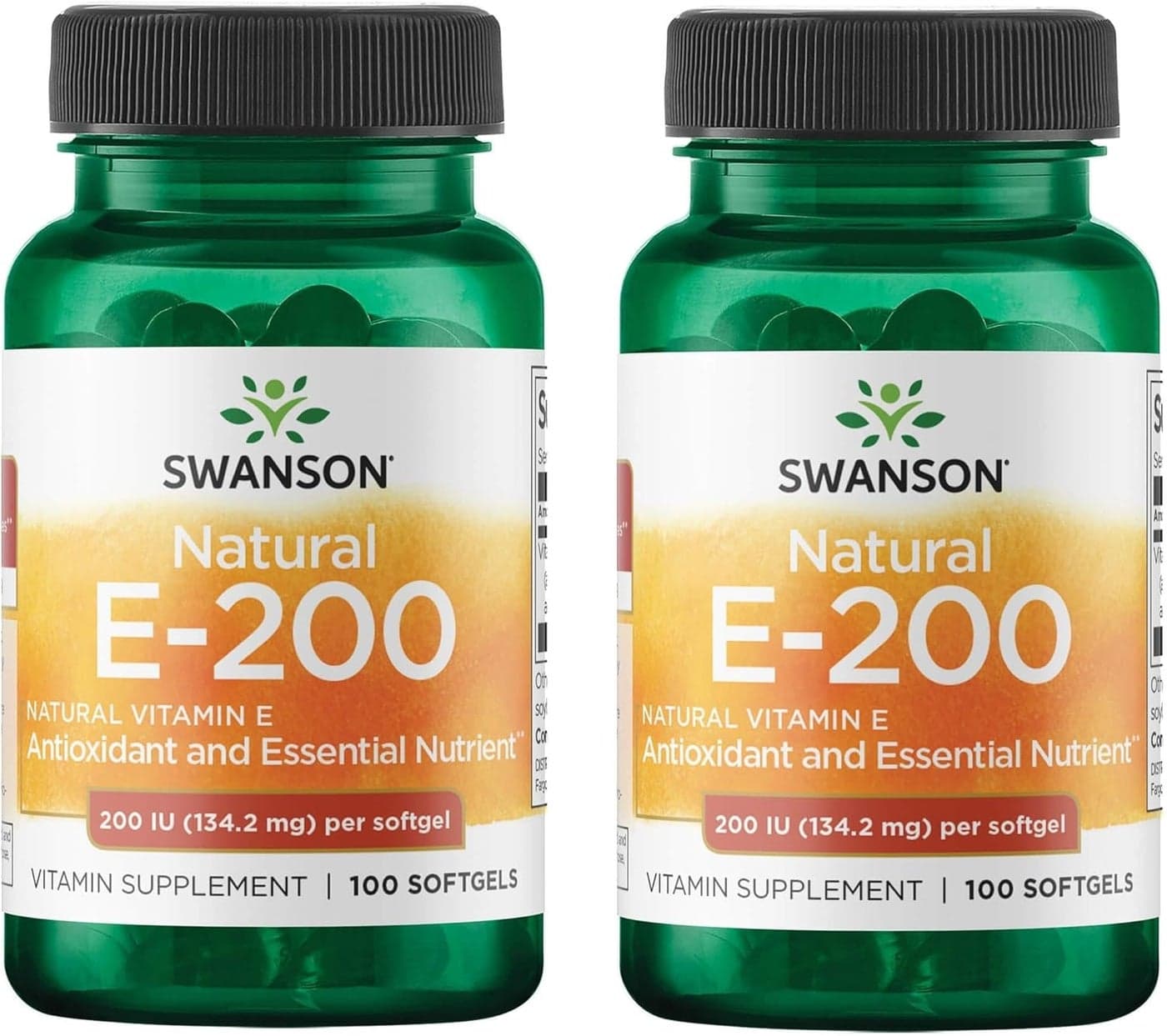 Natural Vitamin E Softgels for Adults - 200 IU, 2 Pack