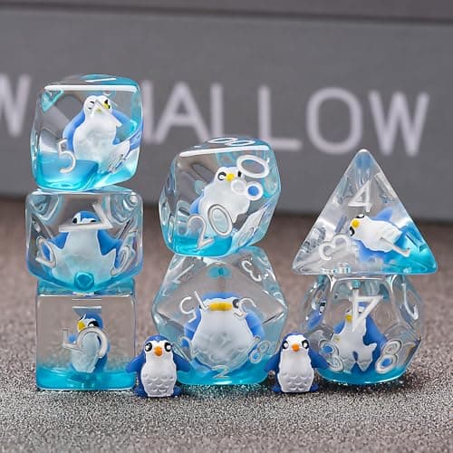 Polyhedral DD Dice Penguin DiceResin Penguin DND Dice Set for Dungeons and Dragons MTG RPG Board Games