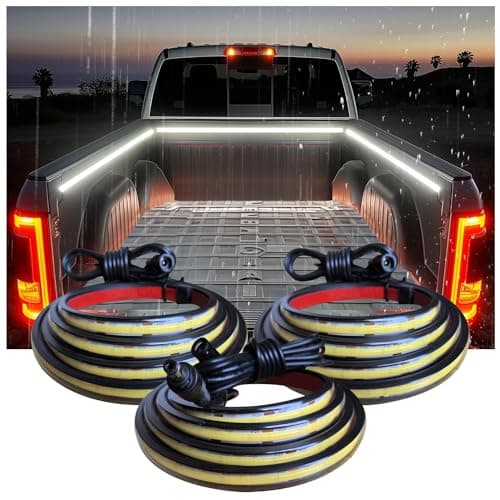 AUTUNEER LED Truck Bed Lights, 3Pcs 60Inch 12V 6500K White COB Waterproof Lights Strip with Switch Blade Fuse Splitter, Cool Accessories for Pickup Truck Camper Van SUV RV Boat