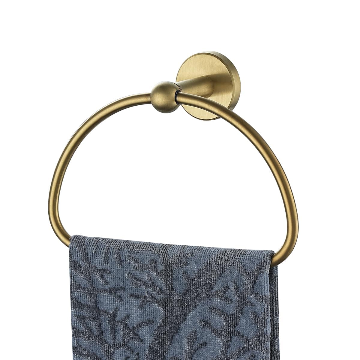 JQK Towel Ring Light Gold Stainless Steel Half Ring Towel Holder for Bathroom 7 Inch Brushed Golden Wall Mount TR160BG