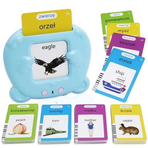 MAYAPHILOS 224 Sight Words Polish and English Talking Flash Cards Fun Polish Language Learning Toys for Kids Learn Polish for Toddlers Sensory Preschool Educational Birthday Gifts