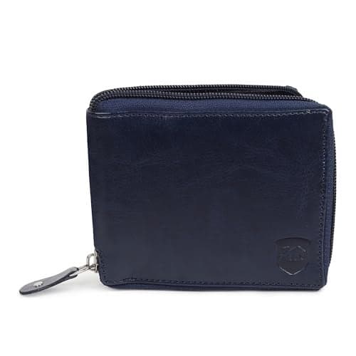 SAMTROH Denim Vegan Leather Wallet with Zipper Chain for Men Women | Compact Coin Pocket Purse with 3 Card Slots, 2 Currency Compartments, 2 Secret Pockets | Stylish Unisex Mini Wallet (Black)