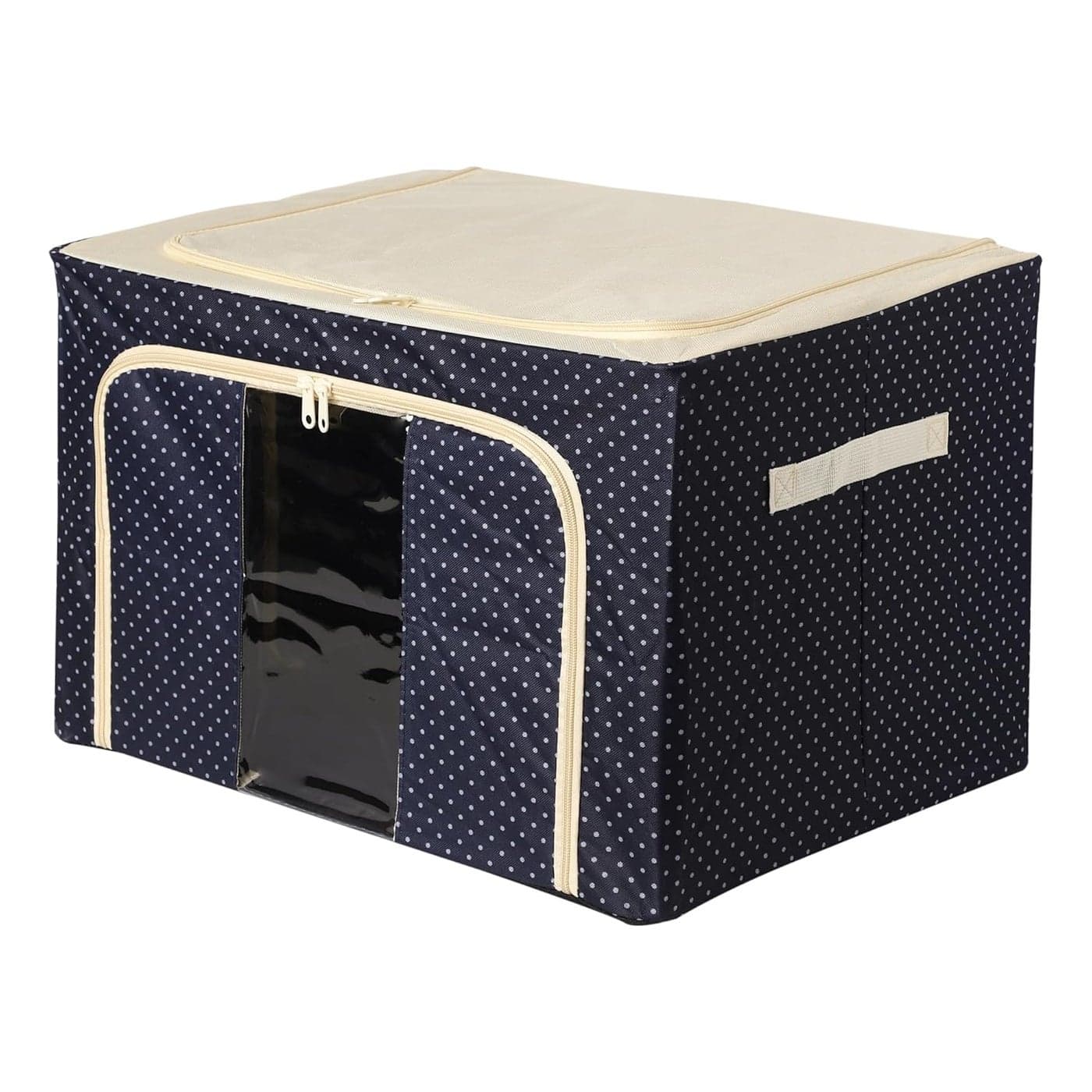 BluBasket Storage Box for Clothes Wardrobe Organizer with Zipper Transparent Window Unbreakable Storage Bag Moisture Proof Suitcase Clothes Cover for Saree 66 LTR Pack of 1 Multicolor