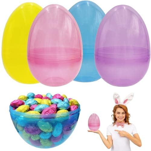8 Inch Massive Translucent Easter Eggs 6 Pack Bright Plastic Perfect For Easter Egg Hunt Surprise Egg Easter Hunt Assorted Colors 8 Giant Fillable Eggs 6Pack