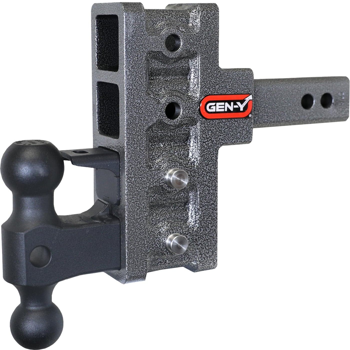 GEN-Y GH-224 MEGA-Duty Adjustable 5" Offset Drop Hitch with GH-051 Dual-Ball, GH-032 Pintle Lock for 2" Receiver - 16,000 LB Towing Capacity - 2,000 LB Tongue Weight