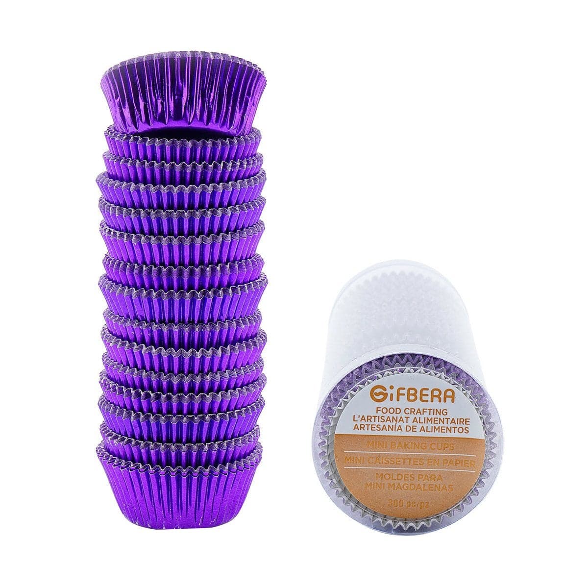 Gifbera Metallic Purple Foil Mini Cupcake Liners Muffin Cups 300Count
