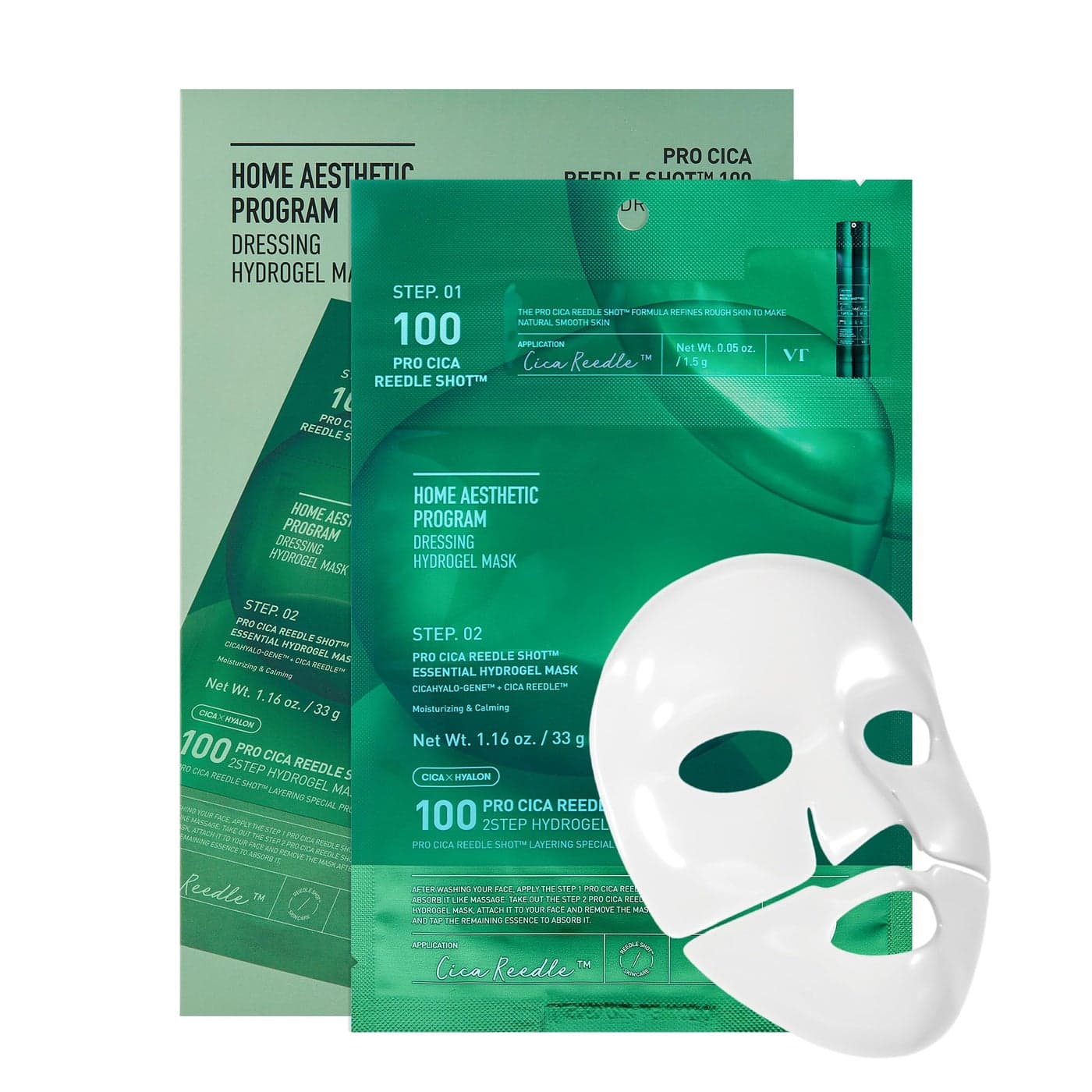 VT COSMETICS Pro Cica Reedle Shot 100 2Step Hydrogel Mask345gx4ea Intensive Calming Exosome Centella Asiatica Blemish Relief Overnight Melting Mask Korean Facial Mask