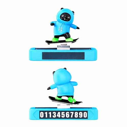 YOURKARTS.COM Panda Skateboard Dashboard Toy Sliding Action Figurine with Rewritable Number Plate | Cool Dashboard or Desk Decor Gift for Kids & Adults | Trending Accessories 2025