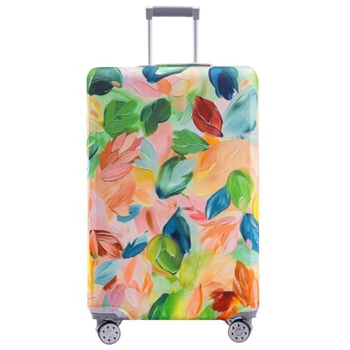 Travelkin Luggage Covers For Suitcase Tsa Approved,Suitcase Cover Protector Fit 18-32 Inch Luggage (Coloured Leaves, XL)