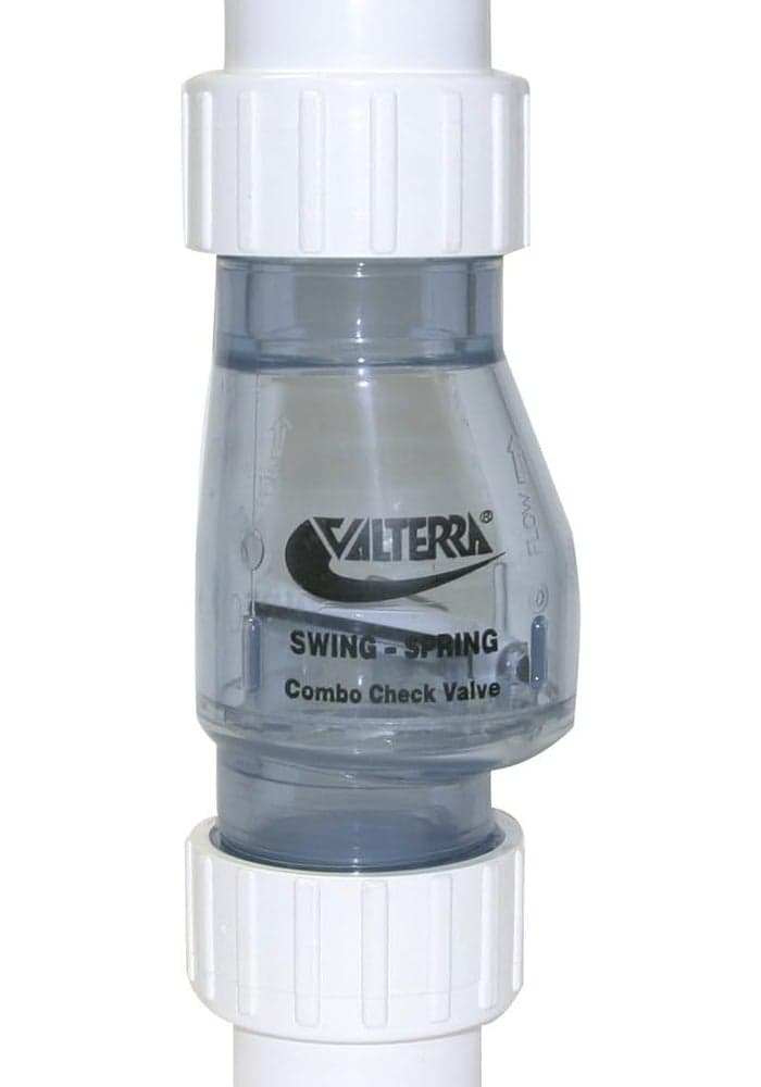 Valterra 200-CU15 PVC Swing/Spring Combination Check Valve, Clear, 1-1/2" Union