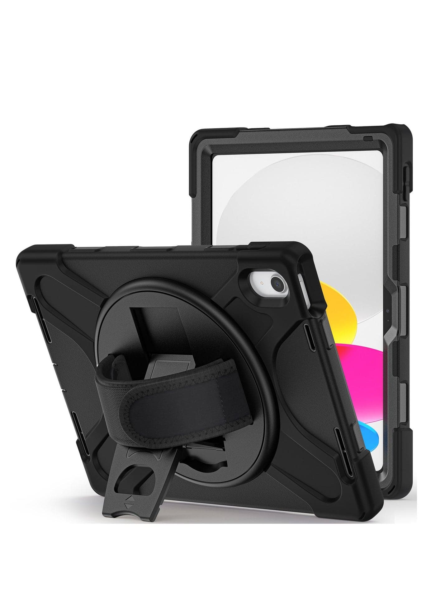 Case for iPad 10 (10.9-Inch, 2022 Model, 10th Generation), Protective Shockproof Rugged Tablet Cover, 360 Degree Rotating Hand Strap Stand